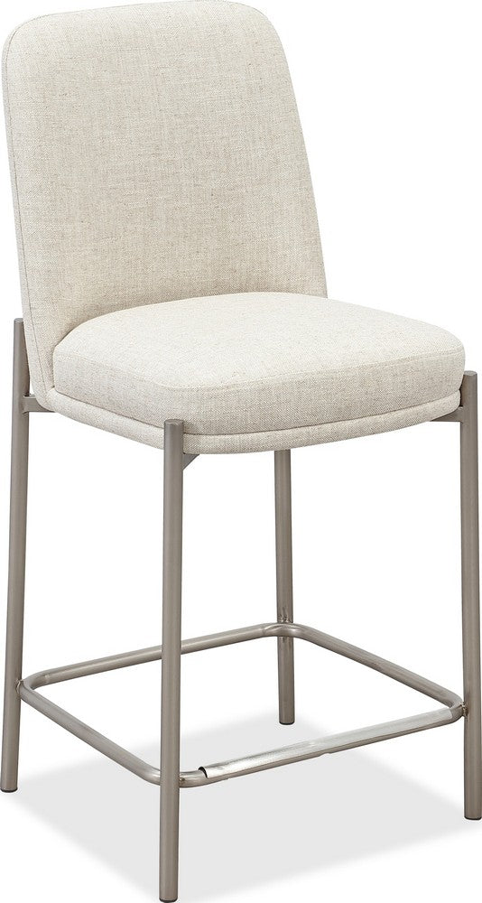 Modus Furniture - Dion Upholstered Counter Stool in Natural Light Linen and Brushed Nickel Metal - PWTB69JMW_1 view 1