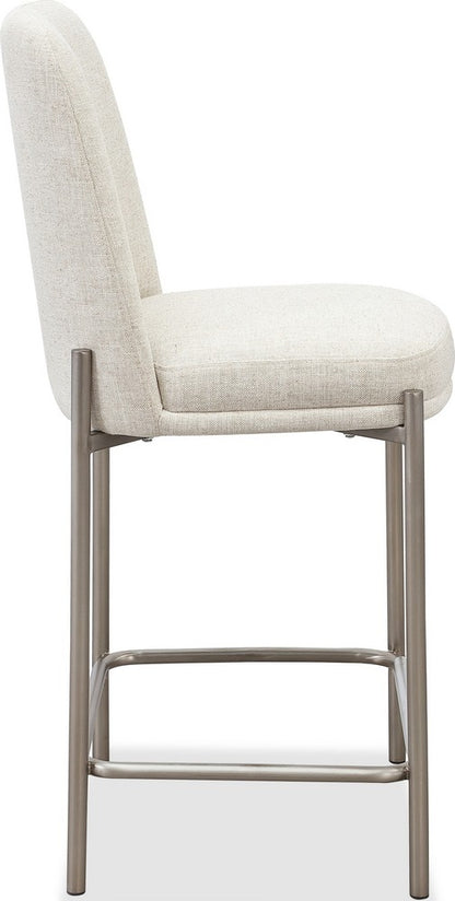 Modus Furniture - Dion Upholstered Counter Stool in Natural Light Linen and Brushed Nickel Metal - PWTB69JMW_1 view 3