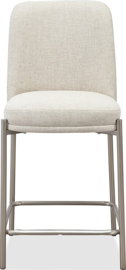 Modus Furniture - Dion Upholstered Counter Stool in Natural Light Linen and Brushed Nickel Metal Set of 2 - PWTB69JMW_2 view 2