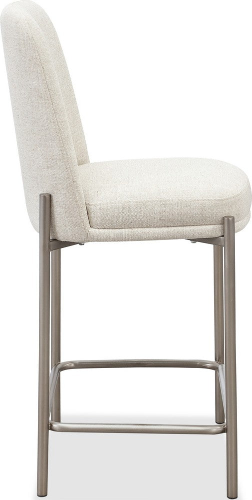 Modus Furniture - Dion Upholstered Counter Stool in Natural Light Linen and Brushed Nickel Metal Set of 2 - PWTB69JMW_2 view 3