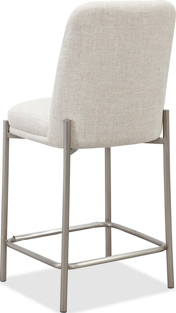 Modus Furniture - Dion Upholstered Counter Stool in Natural Light Linen and Brushed Nickel Metal Set of 2 - PWTB69JMW_2 view 4