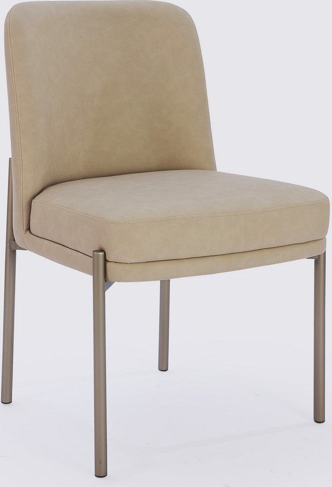 Modus Furniture - Dion Upholstered Dining Chair in Camel Synthetic Leather and Brushed Nickel Metal - PWTB63JPG_1 view 1