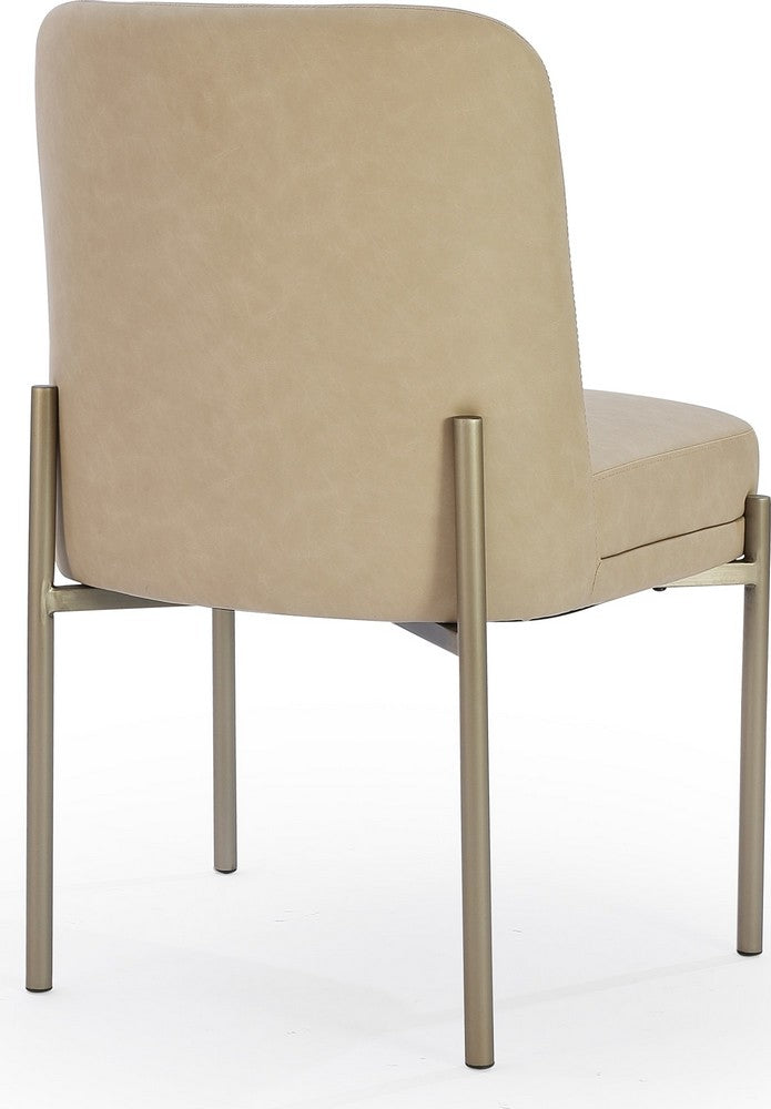 Modus Furniture - Dion Upholstered Dining Chair in Camel Synthetic Leather and Brushed Nickel Metal Set of 2 - PWTB63JPG_2 view 3