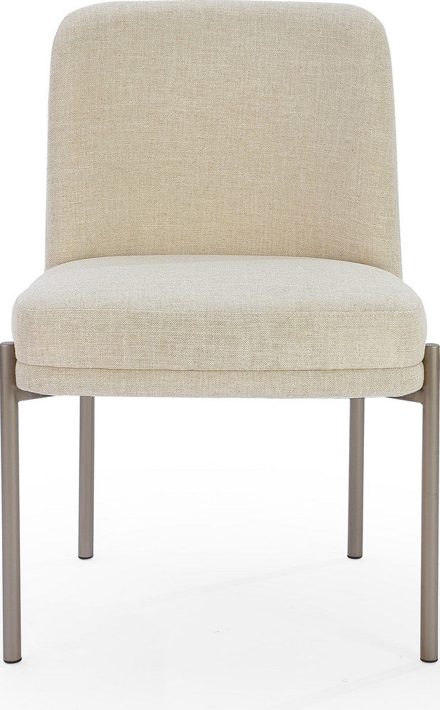 Modus Furniture - Dion Upholstered Dining Chair in Natural Light Linen and Brushed Nickel Metal Set of 2 - PWTB63JMW_2 view 2