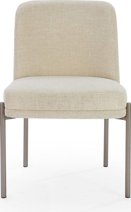 Modus Furniture - Dion Upholstered Dining Chair in Natural Light Linen and Brushed Nickel Metal Set of 2 - PWTB63JMW_2 view 2