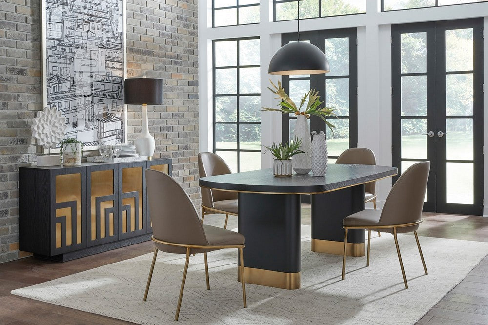 Modus Furniture - Doheny Leather Upholstered Metal Leg Dining Chair in Boots and Brass Set of 2 - MPMV63_2 view 7