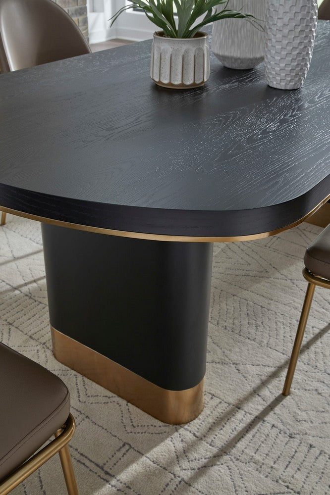 Modus Furniture - Doheny Wood and Metal Oval Dining Table in Black and Brass - MPMV60 view 4