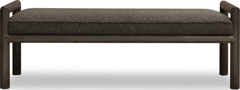 Modus Furniture - Dorsey Boucle Upholstered Wooden Bench in Basalt Grey and Pumpernickel - NSU588 view 2