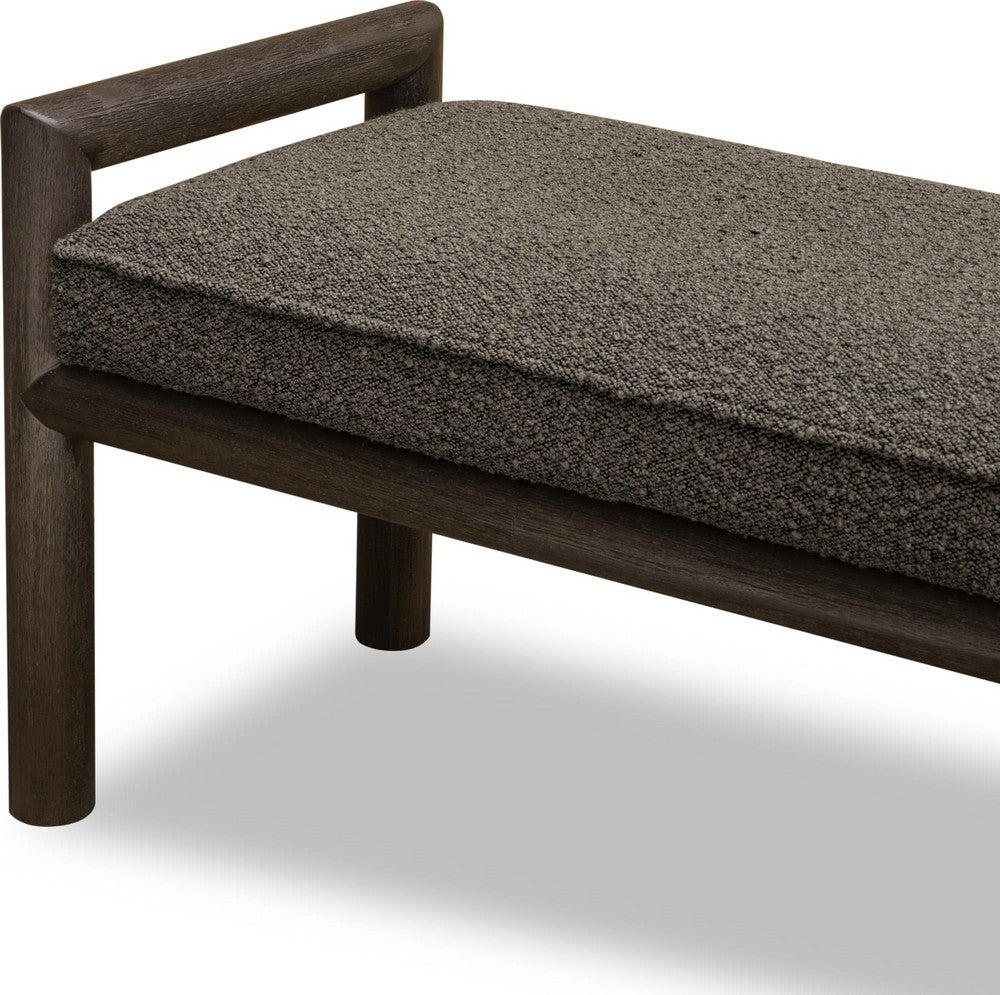 Modus Furniture - Dorsey Boucle Upholstered Wooden Bench in Basalt Grey and Pumpernickel - NSU588 view 5