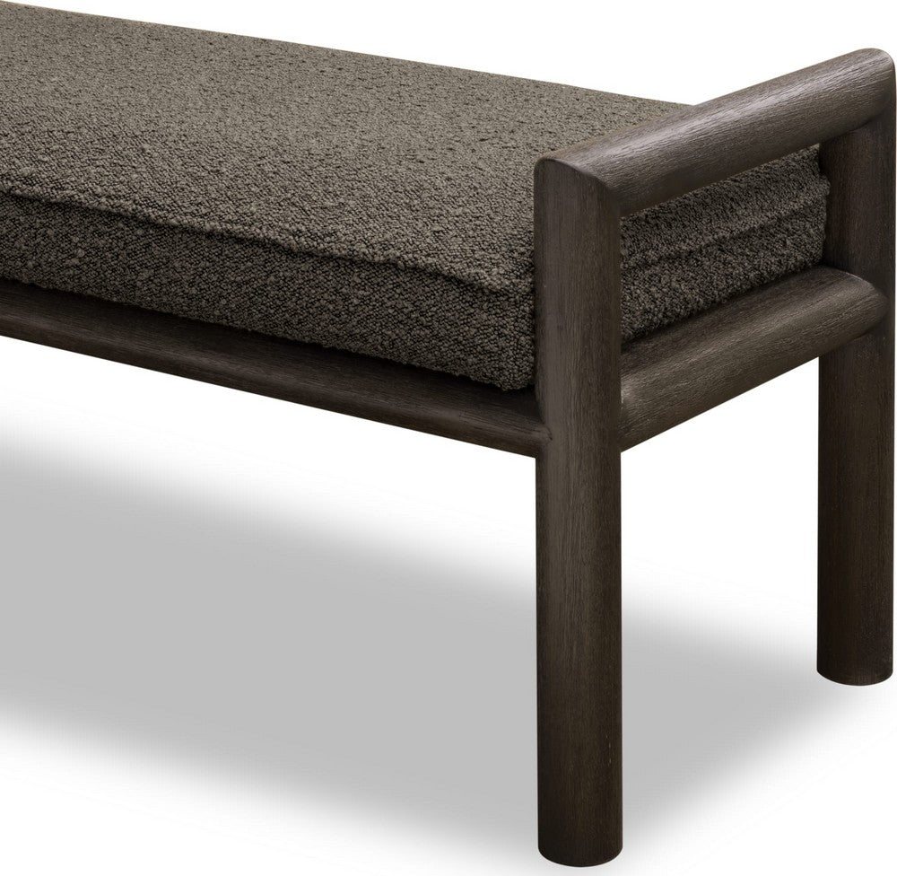 Modus Furniture - Dorsey Boucle Upholstered Wooden Bench in Basalt Grey and Pumpernickel - NSU588 view 6