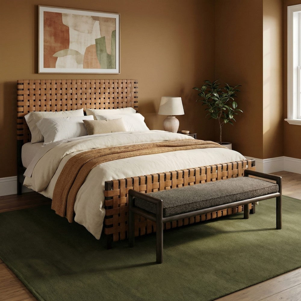 Modus Furniture - Dorsey Boucle Upholstered Wooden Bench in Basalt Grey and Pumpernickel - NSU588 view 8