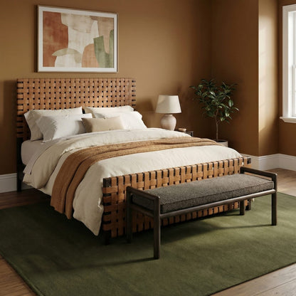 Modus Furniture - Dorsey Boucle Upholstered Wooden Bench in Basalt Grey and Pumpernickel - NSU588 view 8
