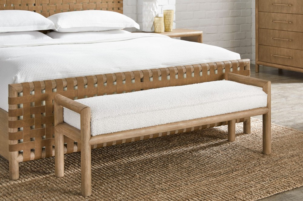 Modus Furniture - Dorsey Boucle Upholstered Wooden Bench in Granola and Ricotta - NSPV88 view 5