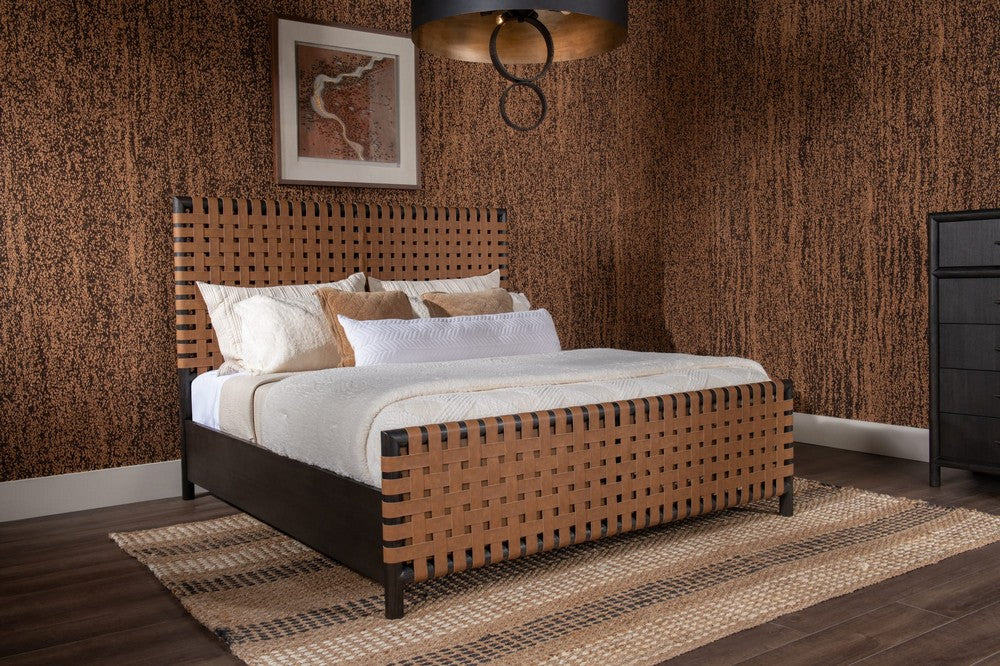 Modus Furniture - Dorsey California King-size Woven Panel Bed in Basalt Grey and Ginger - NSU5K6 view 5