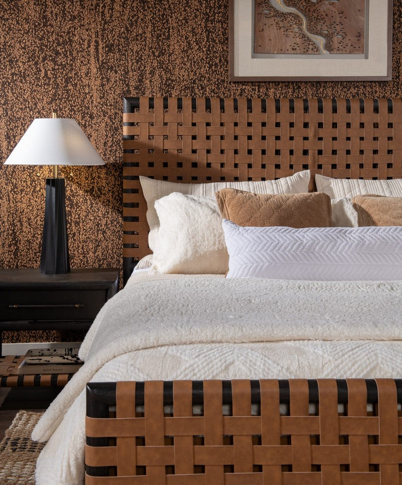 Modus Furniture - Dorsey King-size Woven Panel Bed in Basalt Grey and Ginger - NSU5K7 view 4