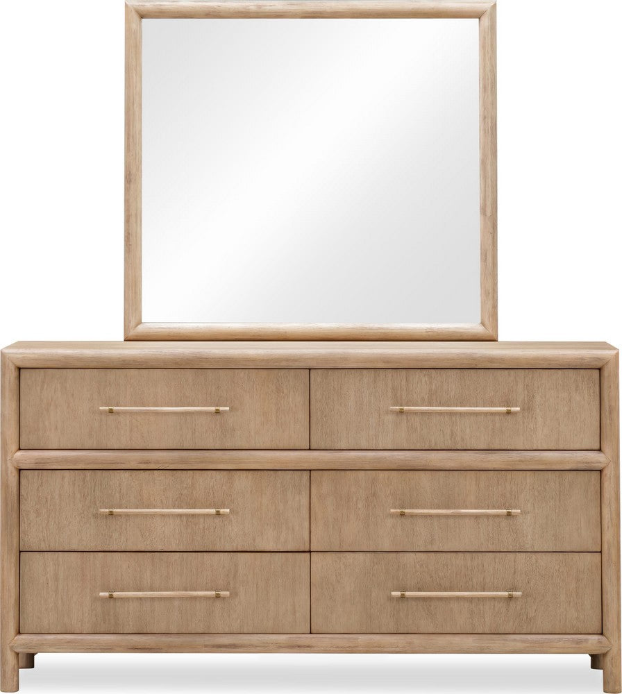 Modus Furniture - Dorsey Solid Wood and Glass Mirror in Granola - NSPV83 view 5