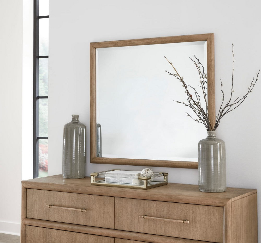 Modus Furniture - Dorsey Solid Wood and Glass Mirror in Granola - NSPV83 view 6