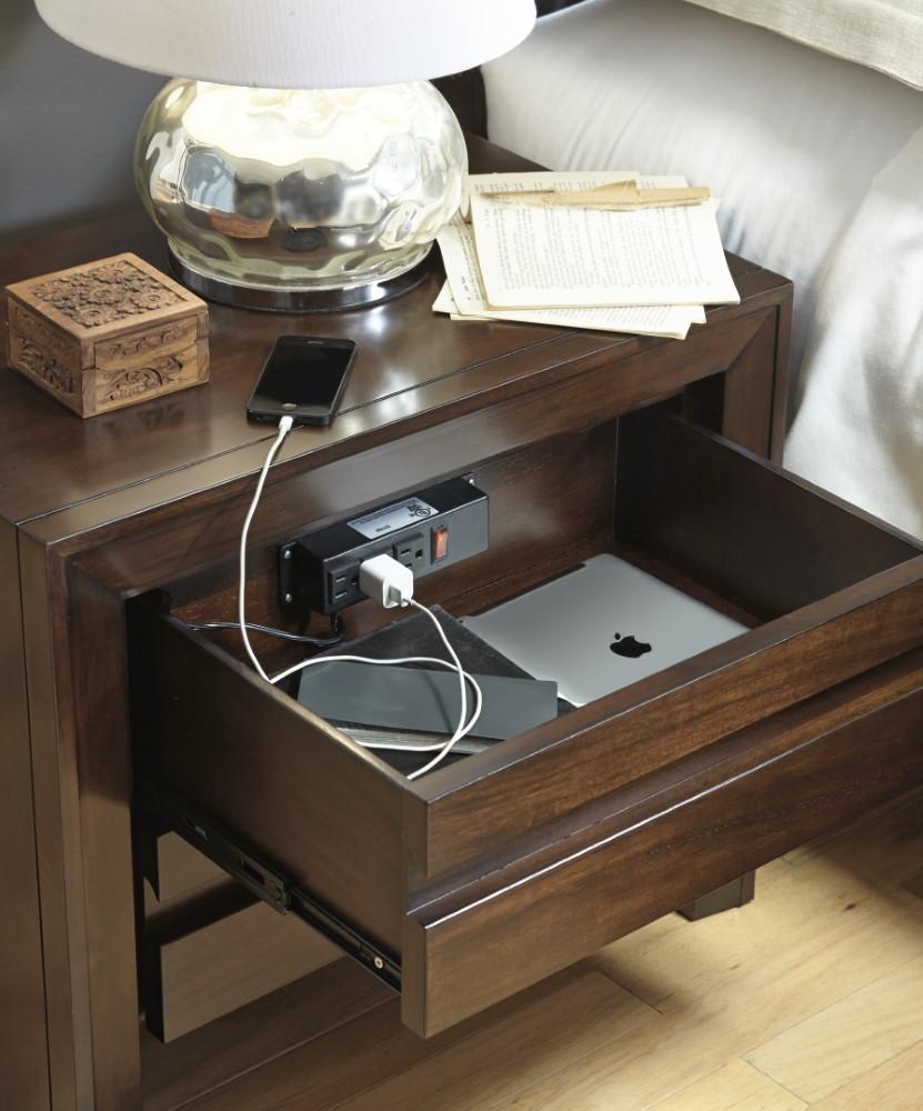 Modus Furniture - Element Charging Station Nightstand in Chocolate Brown - 4G2281P veiw 4