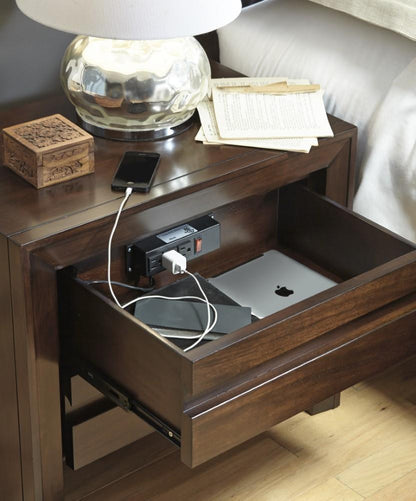 Modus Furniture - Element Charging Station Nightstand in Chocolate Brown - 4G2281P veiw 4