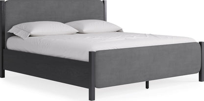 Modus Furniture - Elora California King-size Wood and Velvet Upholstered Bed in Jet and Charcoal - PRKSA6 view 1