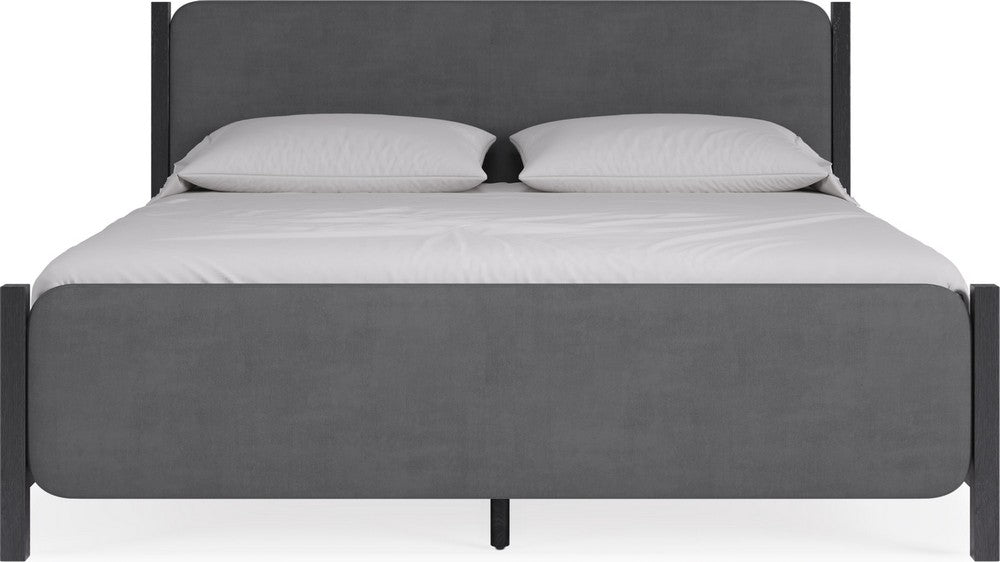 Modus Furniture - Elora California King-size Wood and Velvet Upholstered Bed in Jet and Charcoal - PRKSA6 view 2