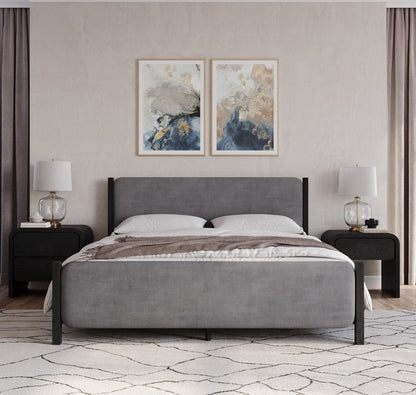 Modus Furniture - Elora California King-size Wood and Velvet Upholstered Bed in Jet and Charcoal - PRKSA6 view 5