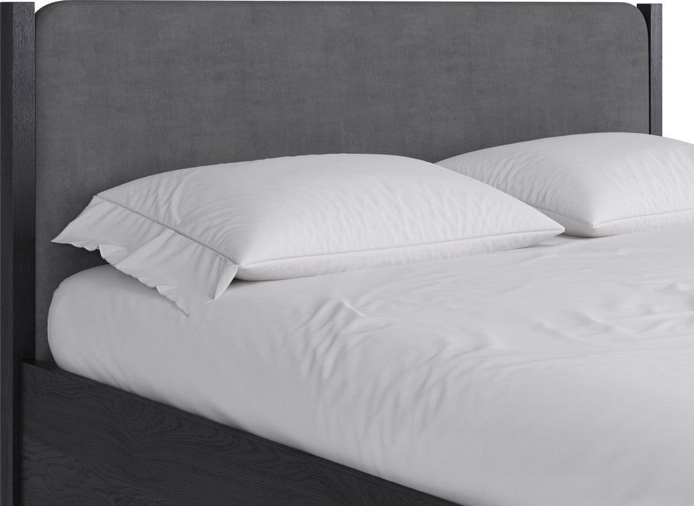 Modus Furniture - Elora Full-size Wood and Velvet Upholstered Bed in Jet and Charcoal - PRKSA4 view 3