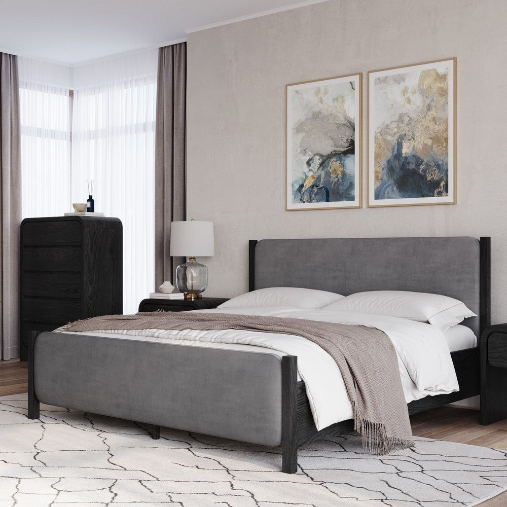 Modus Furniture - Elora Full-size Wood and Velvet Upholstered Bed in Jet and Charcoal - PRKSA4 view 4