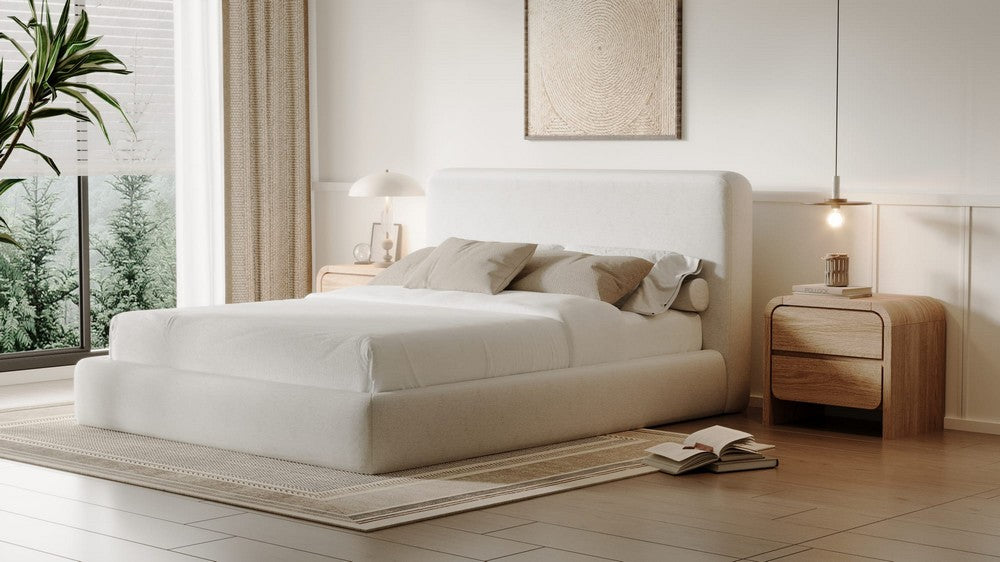 Modus Furniture - Elora King-Size Upholstered Platform Bed in Whitewashed Chenille - PRZPM7 view 7