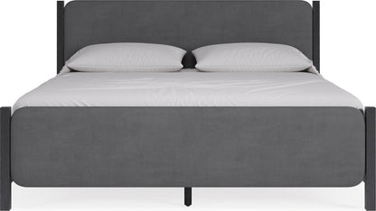 Modus Furniture - Elora King-size Wood and Velvet Upholstered Bed in Jet and Charcoal - PRKSA7 view 2