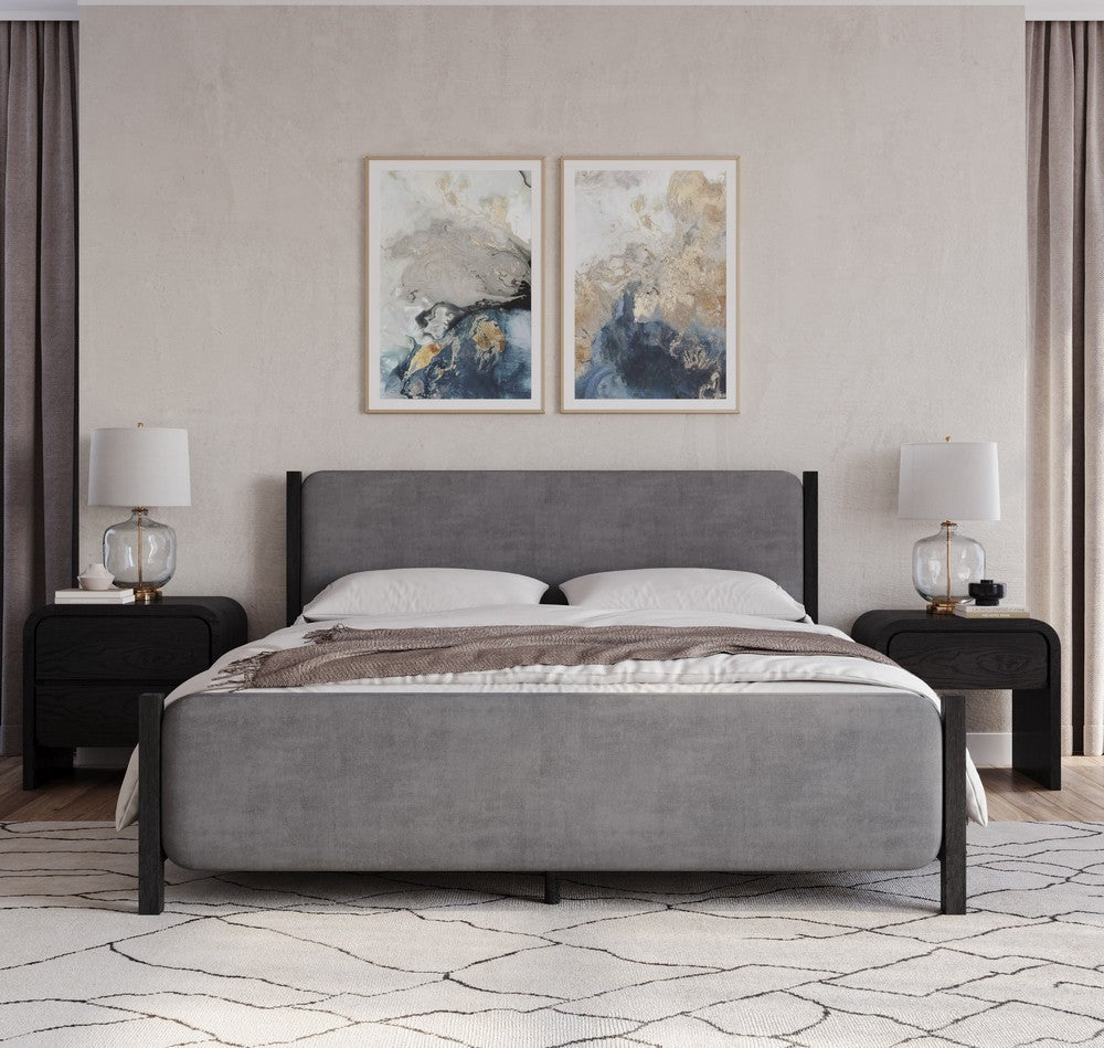 Modus Furniture - Elora King-size Wood and Velvet Upholstered Bed in Jet and Charcoal - PRKSA7 view 5