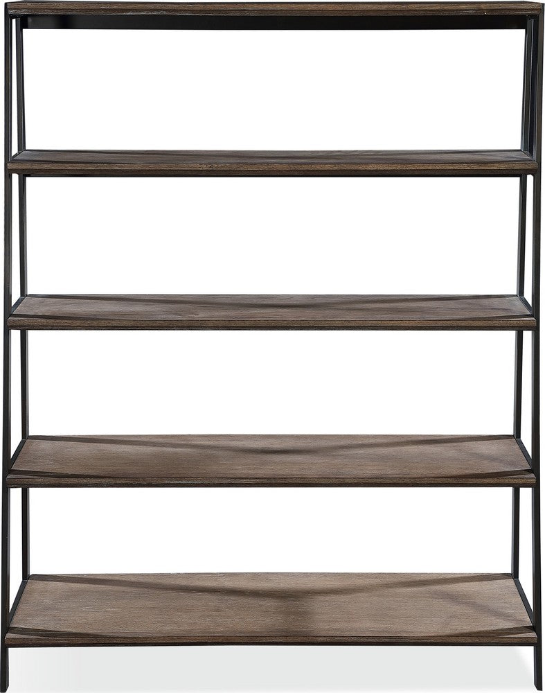 Modus Furniture - Finch Wood and Metal Etagere Bookcase in Buckwheat and Antique Bronze - KGJD19E view 2