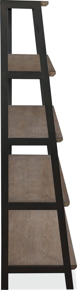 Modus Furniture - Finch Wood and Metal Etagere Bookcase in Buckwheat and Antique Bronze - KGJD19E view 3