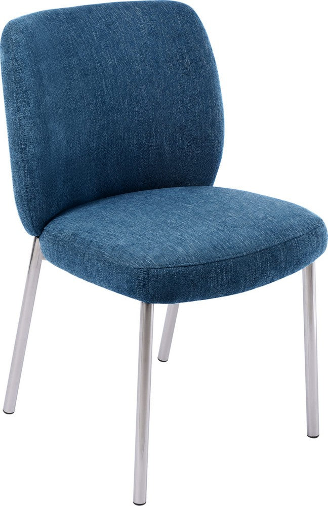 Modus Furniture - Fomo Chenille-upholstered Stainless Steel Base Dining Chair in Azure - SWWU64B_1 view 1