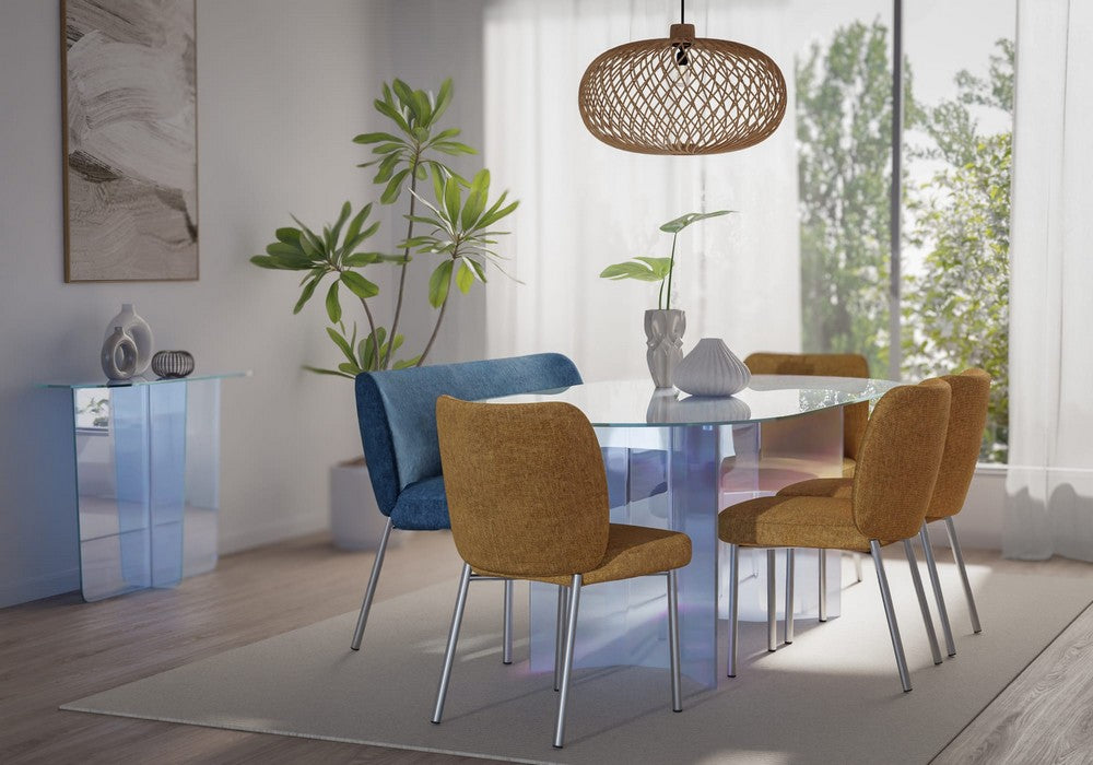 Modus Furniture - Fomo Chenille-upholstered Stainless Steel Base Dining Chair in Pineapple - SWWU64_1 view 8
