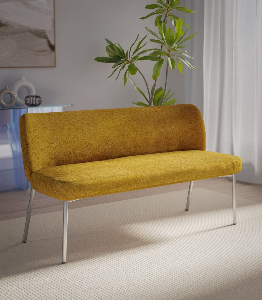 Modus Furniture - Fomo Chenille-upholstered Stainless Steel Base Settee in Pineapple - SWWU65 view 4
