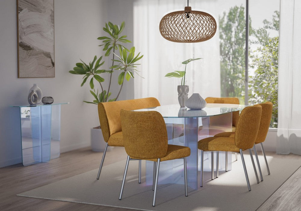 Modus Furniture - Fomo Chenille-upholstered Stainless Steel Base Settee in Pineapple - SWWU65 view 5