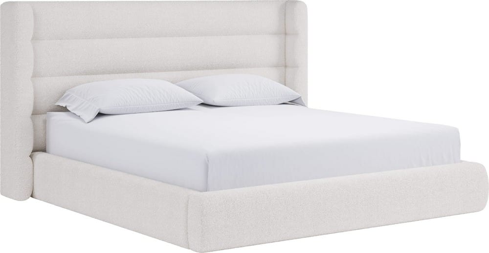Modus Furniture - Frank Queen-size Upholstered Wingback Platform Bed in Cottage Cheese Boucle - PCRWJ5 view 1