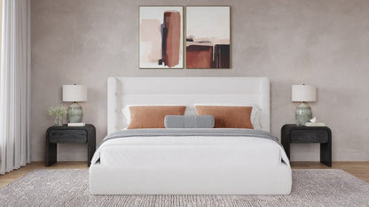 Modus Furniture - Frank Queen-size Upholstered Wingback Platform Bed in Cottage Cheese Boucle - PCRWJ5 view 6