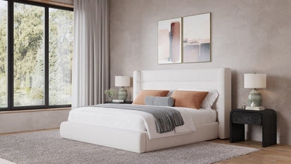 Modus Furniture - Frank Queen-size Upholstered Wingback Platform Bed in Cottage Cheese Boucle - PCRWJ5 view 7