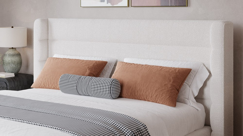 Modus Furniture - Frank Upholstered Wingback Platform Bed in Cottage Cheese Boucle (2026) - PCMZN6 view 4