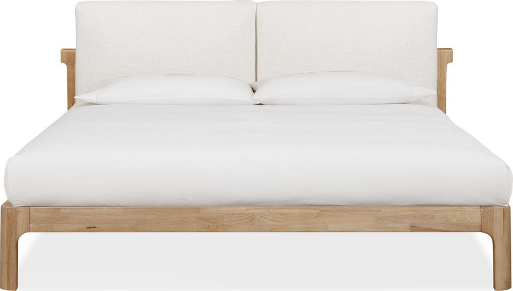 Modus Furniture - Furano California King-size Upholstered Two Cushion Platform Bed in Ginger and Natural Linen - QDTWK6 view 2