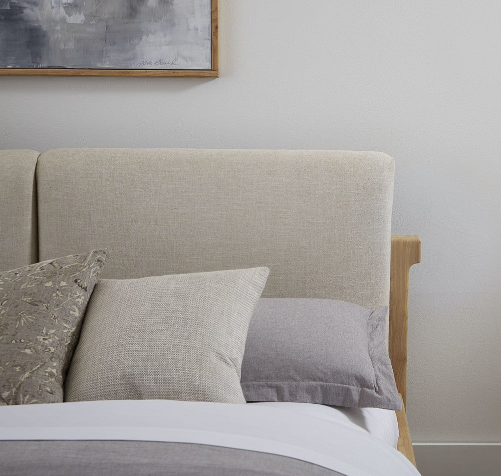 Modus Furniture - Furano California King-size Upholstered Two Cushion Platform Bed in Ginger and Natural Linen - QDTWK6 view 7