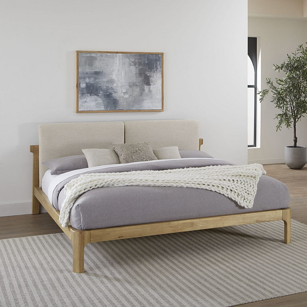 Modus Furniture - Furano California King-size Upholstered Two Cushion Platform Bed in Ginger and Natural Linen - QDTWK6 view 8