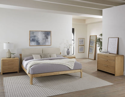 Modus Furniture - Furano California King-size Upholstered Two Cushion Platform Bed in Ginger and Natural Linen - QDTWK6 view 9