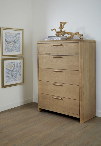 Modus Furniture - Furano Five Drawer Ash Wood Chest in Ginger - QDTW84 view 3