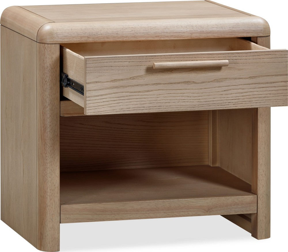 Modus Furniture - Furano One Drawer One Shelf Ash Wood Nightstand in Ginger - QDTW81 view 3