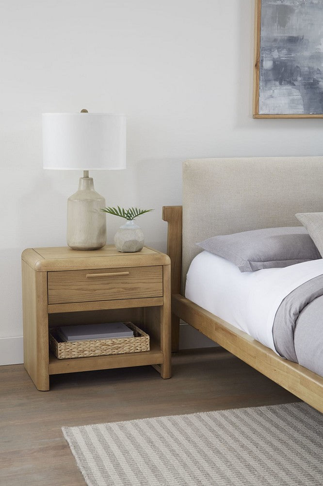 Modus Furniture - Furano One Drawer One Shelf Ash Wood Nightstand in Ginger - QDTW81 view 5