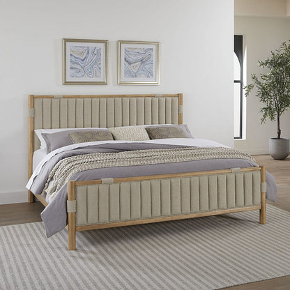 Modus Furniture - Furano Queen-size Upholstered Panel Bed in Ginger and Brun Boucle - QDTWJ5 view 5