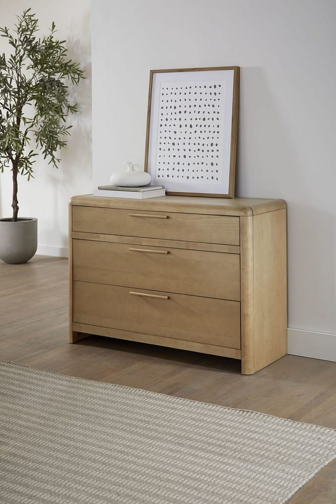 Modus Furniture - Furano Three Drawer Ash Wood Bachelor Chest in Ginger - QDTW85 view 3